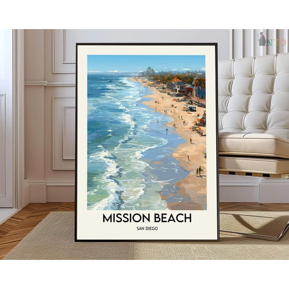 Mission Beach San Diego Poster, Unframed Paper Poster 8x10in