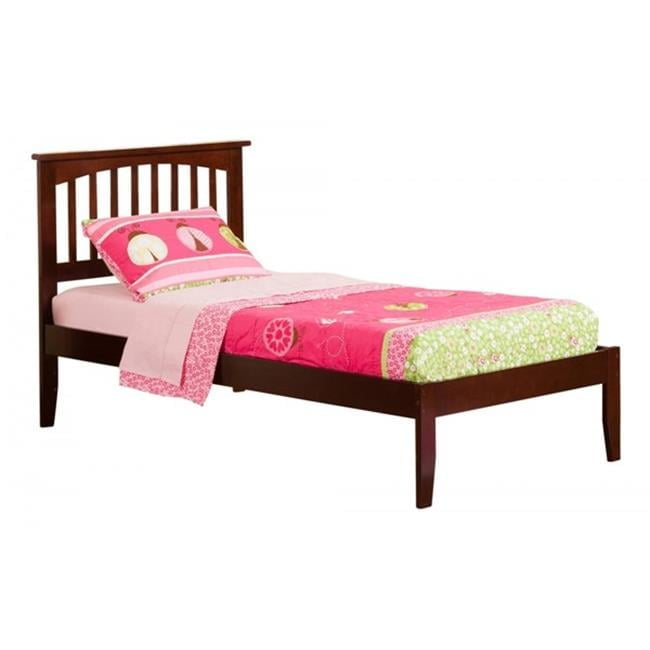Walnut Twin Mission Wood Bed Frame with Headboard