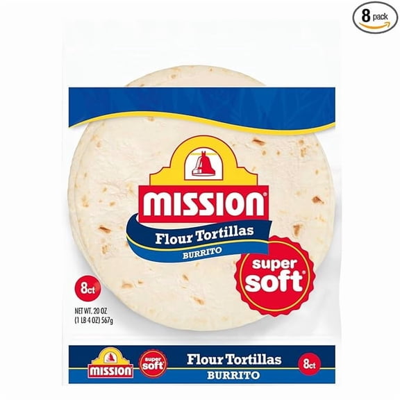 Mission Burrito Flour Tortillas, Large Size, 8 Count, Trans Fat Free pack of 1