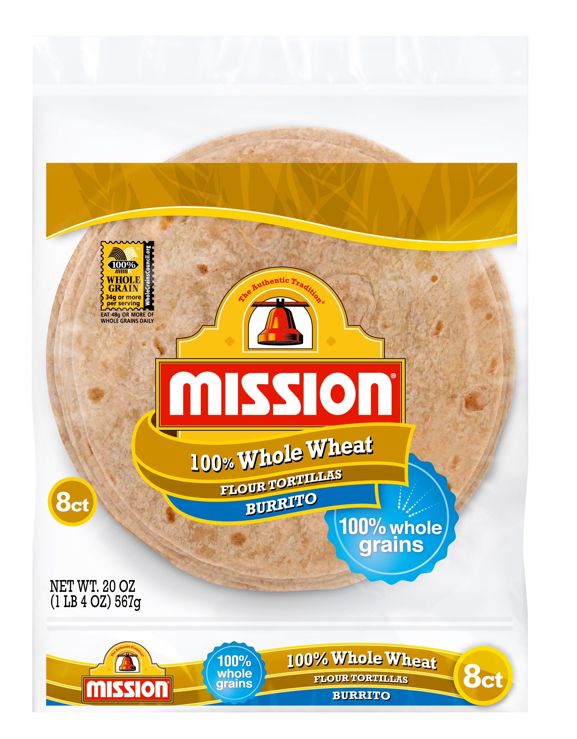 Mission Burrito Whole Wheat Tortillas, 8 Count