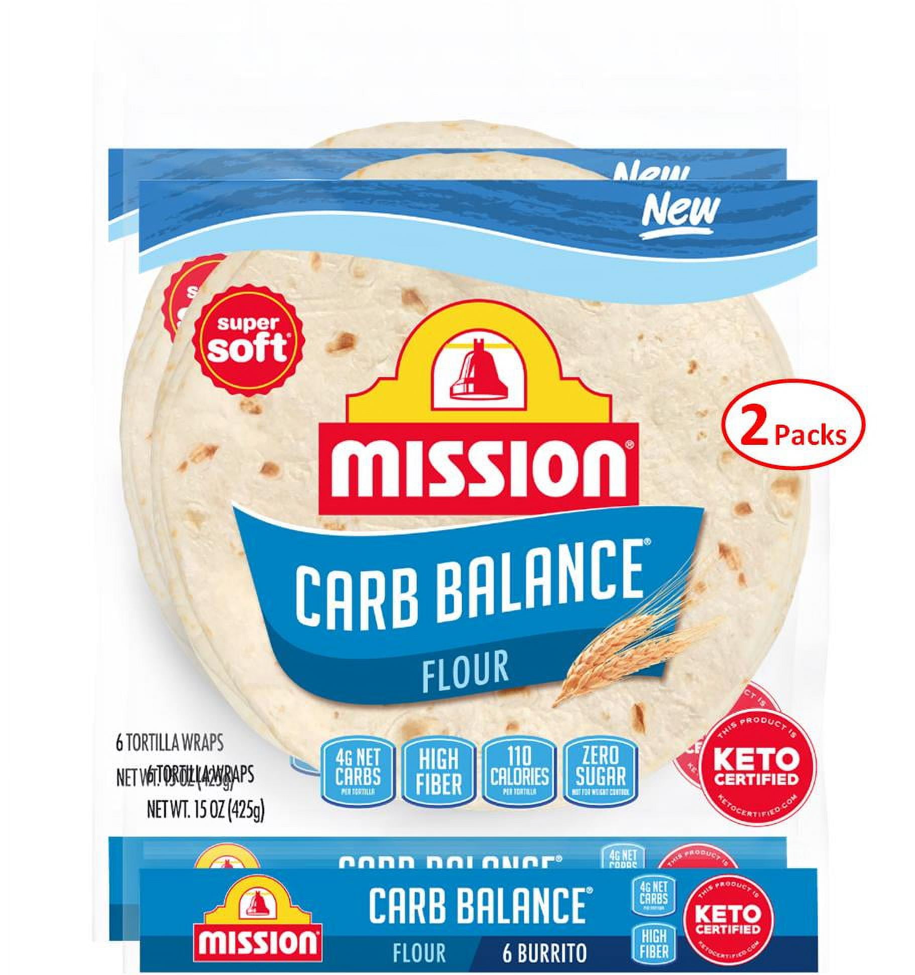 Mission Carb Balance Burrito 10" Flour Tortilla 2 Pack 6 ct., 15 oz