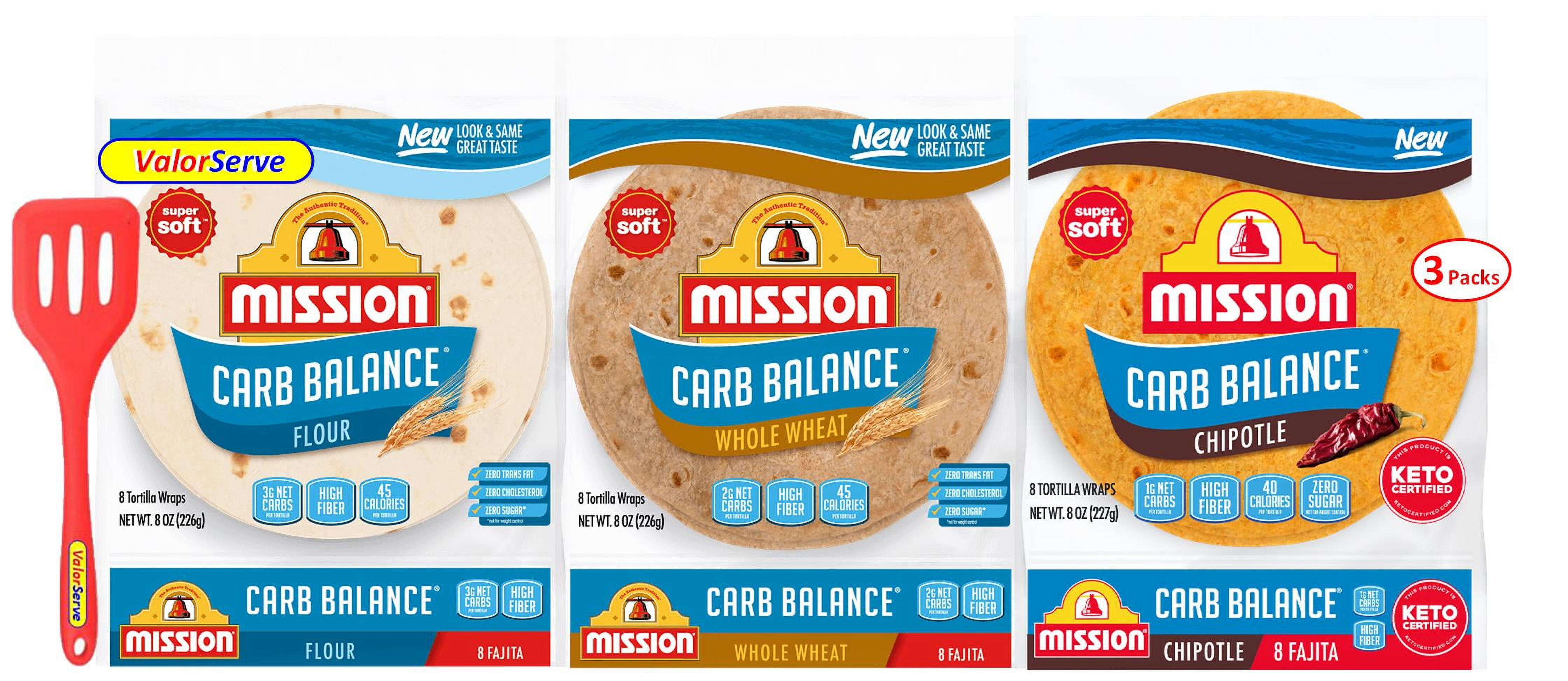 Mission Carb Balance Fajita Variety 3 Pack Flour, Whole Wheat, and