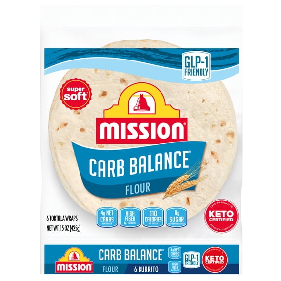 Mission Carb Balance Flour Tortillas, Burrito Size, 6 Count