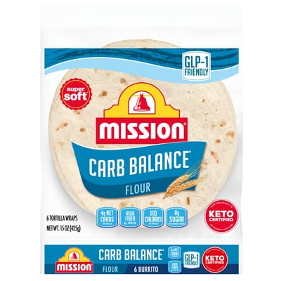 Mission Carb Balance Flour Tortillas, Burrito Size, 6 Count