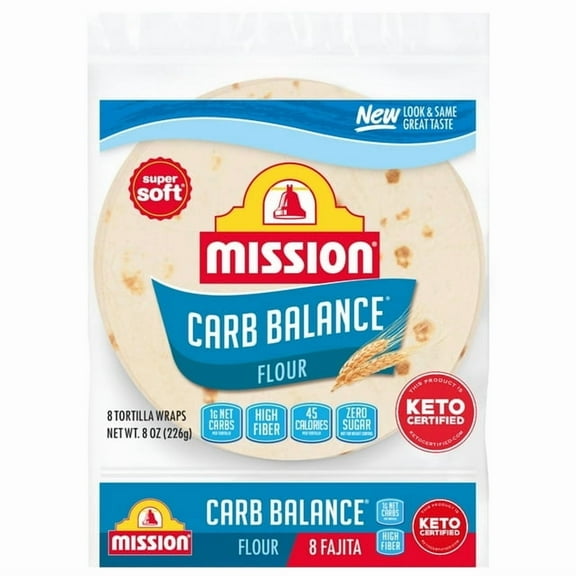 Mission Carb Balance Flour Tortillas, Fajita Size, 8 Count(pack of 2)