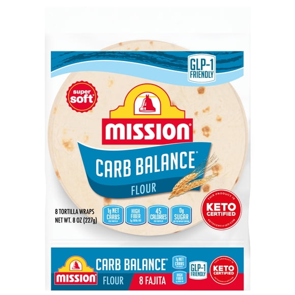Mission Carb Balance Flour Tortillas, Fajita Size, 8 Count