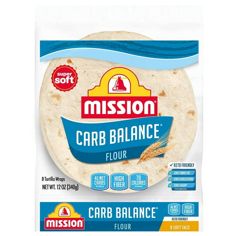 Mission Carb Balance Low Carb High Fiber Soft Taco Flour Tortillas, 8 Count