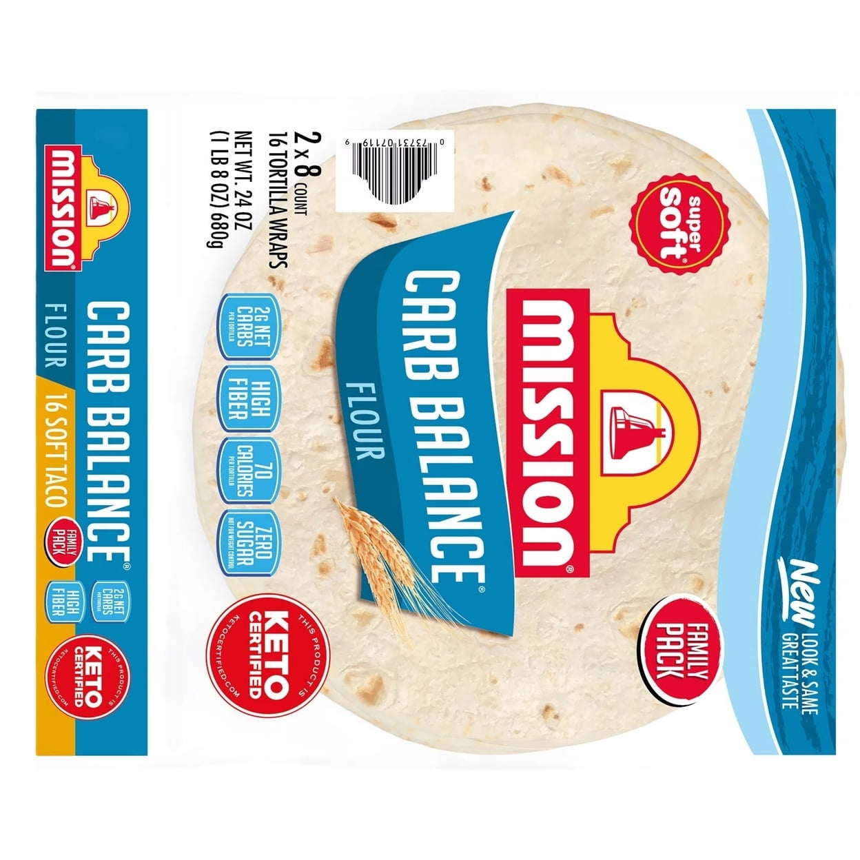 Mission Carb Balance Soft Taco Flour Tortillas 24 Total Ounce (16 Count)