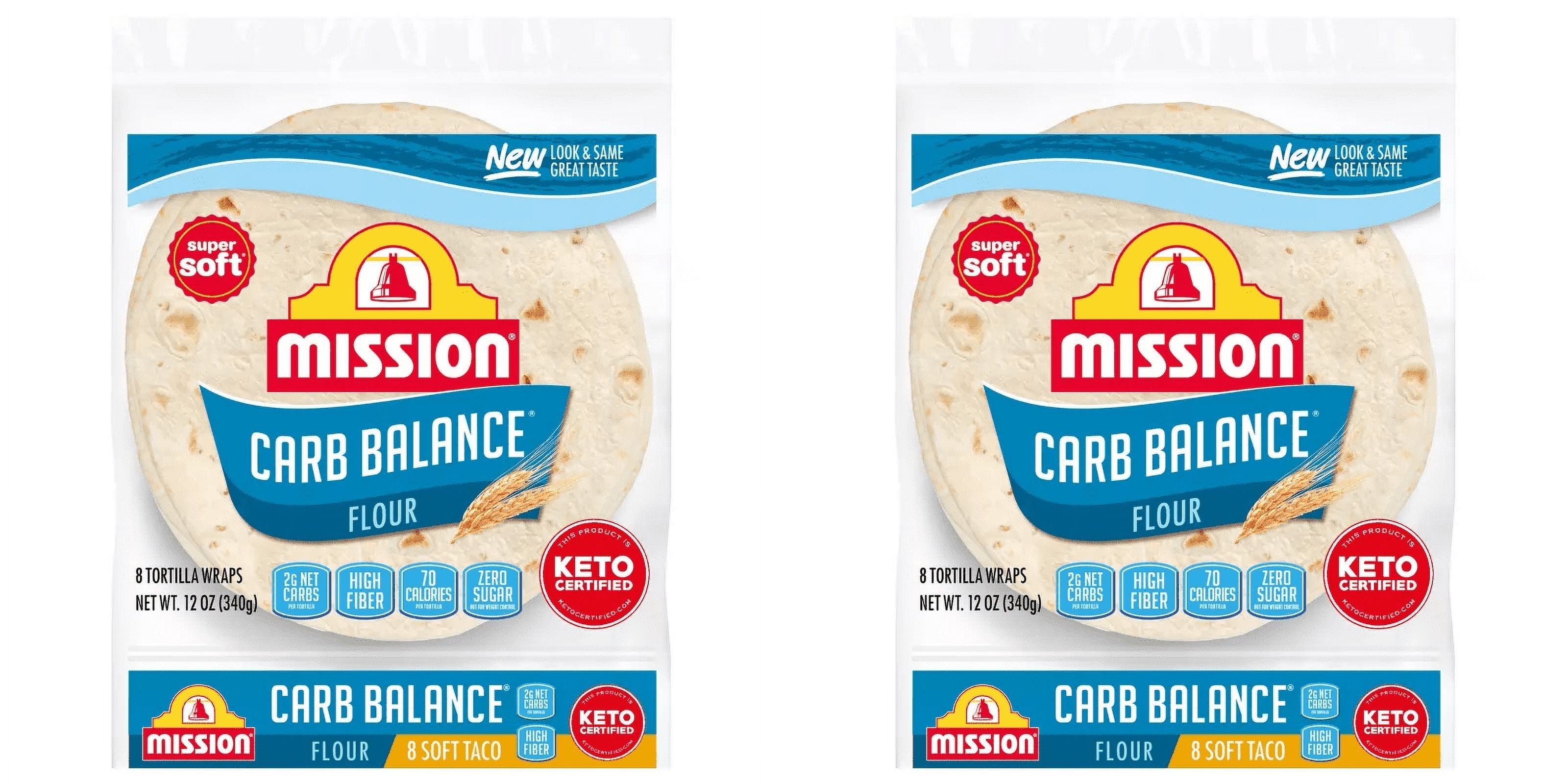 Mission Carb Balance Taco Size Soft flour Tortillas 12oz 8ct pack of 2 - Carb Balance Taco Size Soft Flour Healthy Convenient Pack