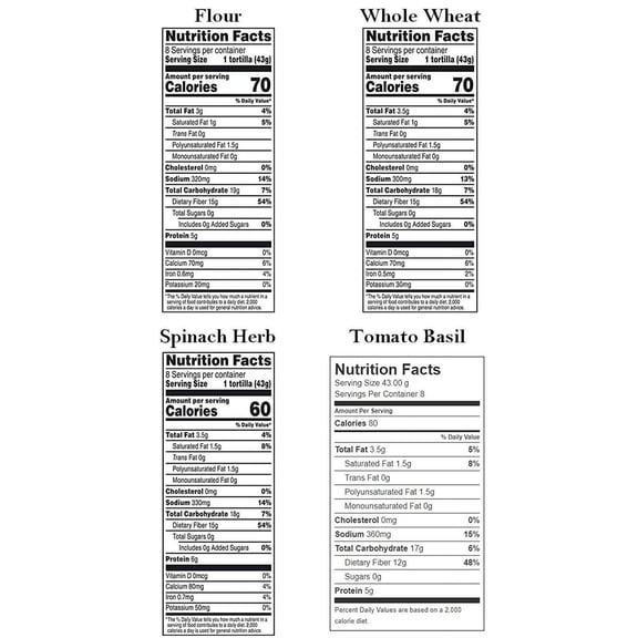 Mission Carb Balance Tortilla Variety Pack - Flour, Whole Wheat, Spinach Herb, and Tomato Basil