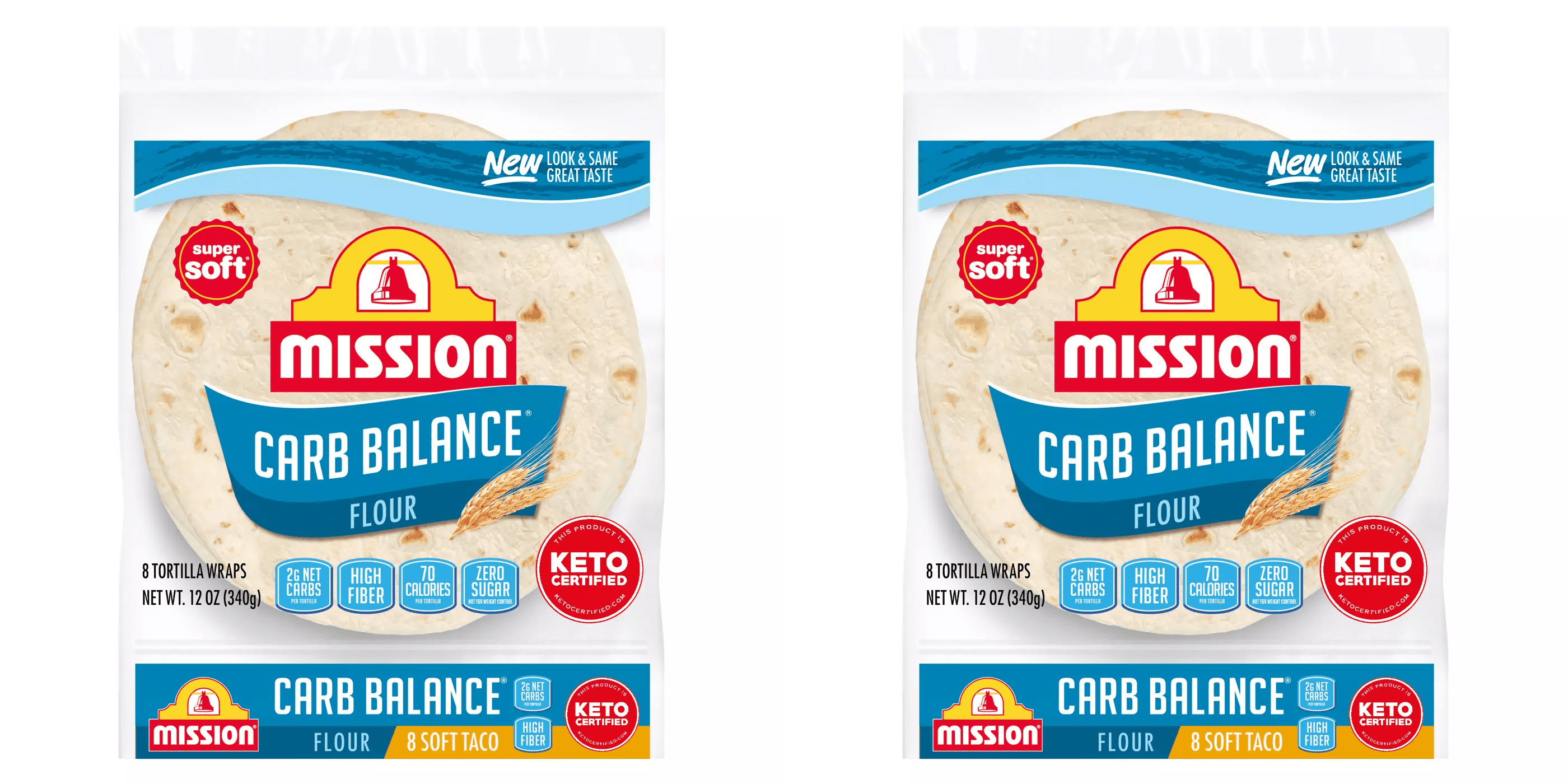 Mission Carb Balance Flour Tortillas, Soft Taco Size, 8 ct pack of 2