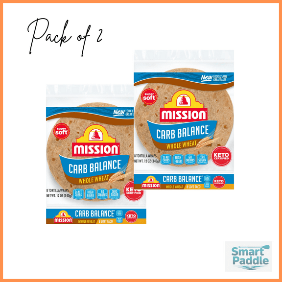 Mission Carb Balance Whole Wheat Flour Tortillas, Soft Taco Size, 8 Count Paack of 2