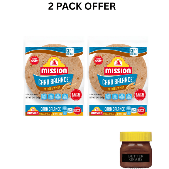 Mission Carb Balance Whole Wheat Flour Tortillas, Soft Taco Size, (8 Count)