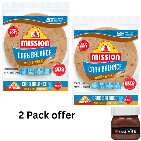 Mission Carb Balance Whole Wheat Flour Tortillas, Soft Taco Size, 8 Count