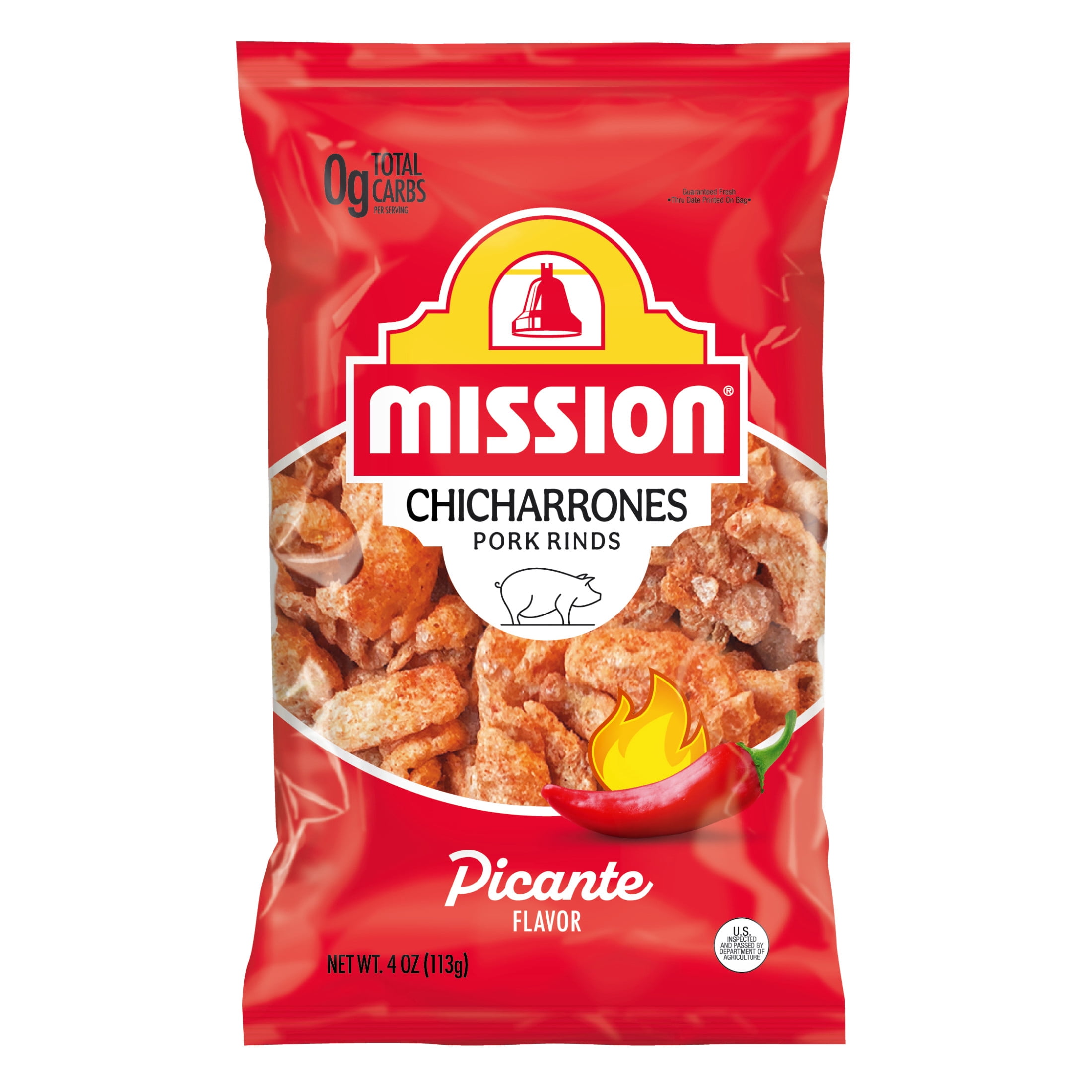 Mission Chicharrones Picante Flavor, 4 Ounce Bag