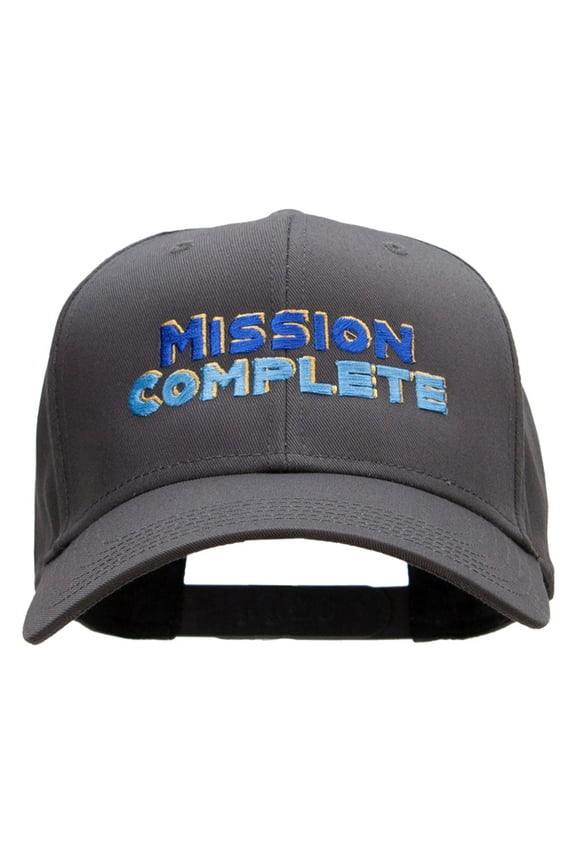 Mission Complete Embroidered Solid Cotton Twill Pro Style Cap - Charcoal OSFM