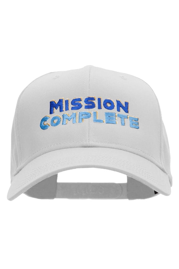 Mission Complete Embroidered Solid Cotton Twill Pro Style Cap - White OSFM