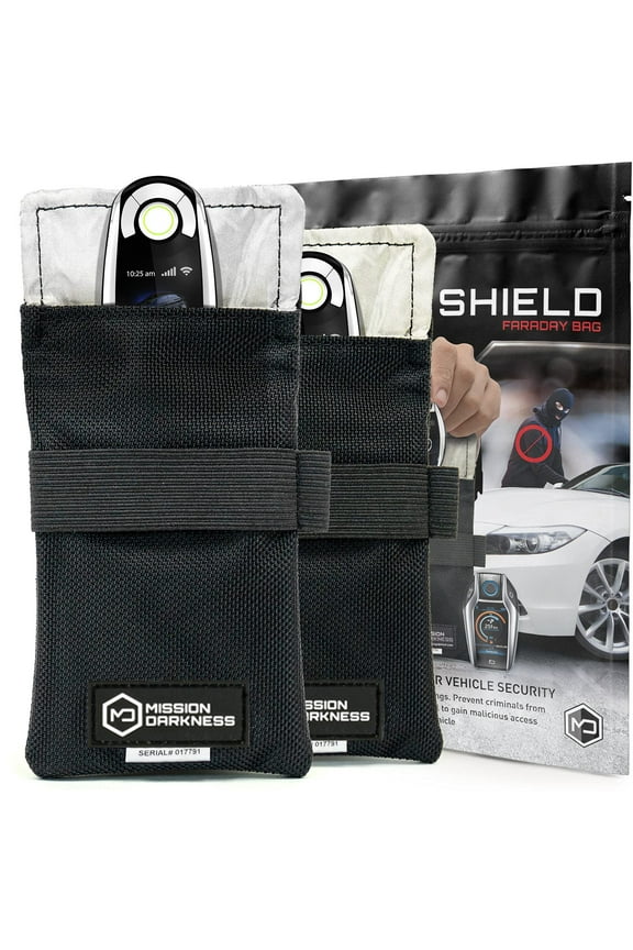 Faraday Bag for Keyfobs (2-Pack) // RF Shielding Protective Case for Smart Always On Keys Fobs Transmitters Small Electronics Vehicle Security Anti-Hacking Block Signal Relay