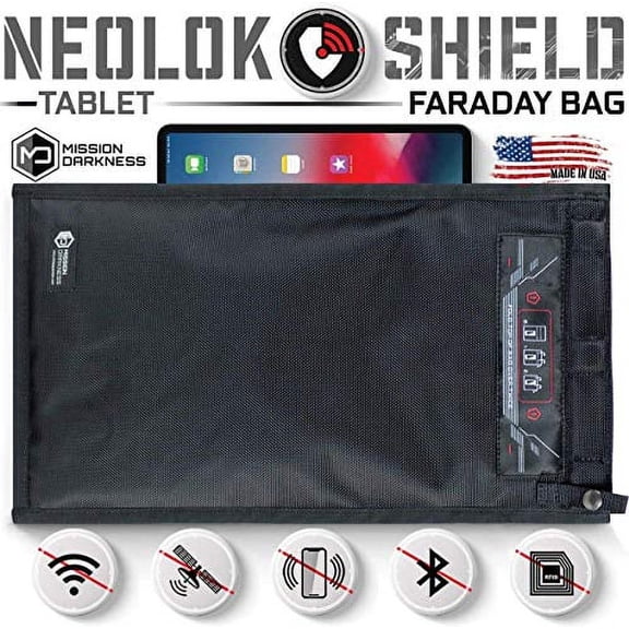 Mission Darkness NeoLok Non-window Faraday Bag for Tablets (+ Easy to Use Magnetic Closure) // Device Shielding for Law Enforcement & Military, Data Security, Anti-hacking & Anti-tracking Assurance