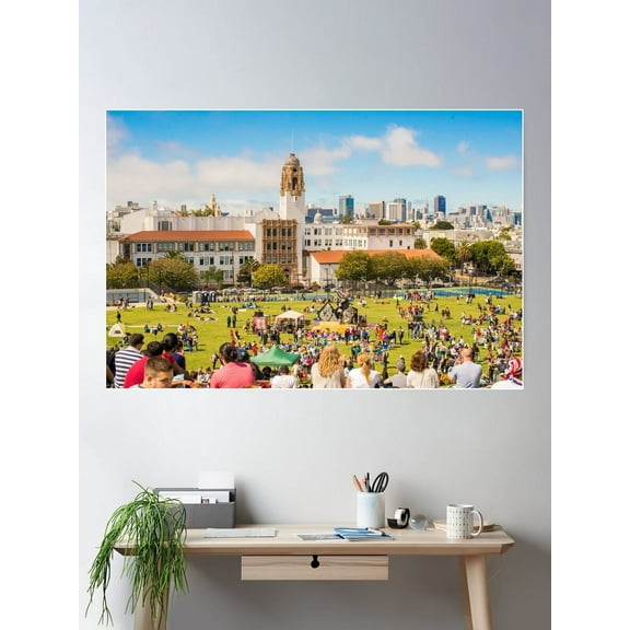 Mission Dolores Park Panorama In San Francisco, Ca Poster Wall Art, Modern Wall Decor For Living Room Bedroom, 8x12 UNFRAMED