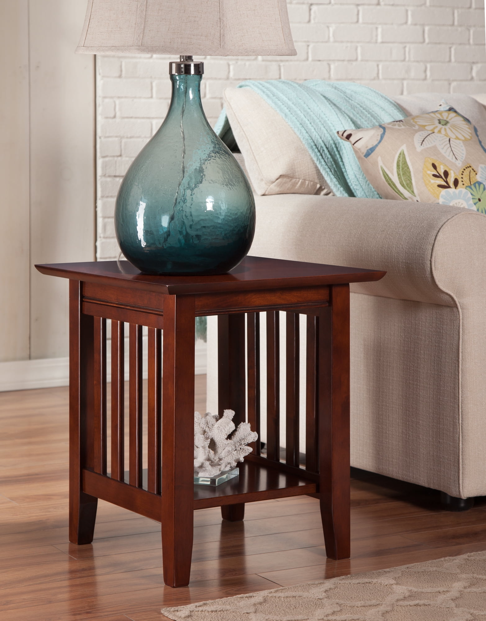 Walnut Mission Style Rectangular End Table