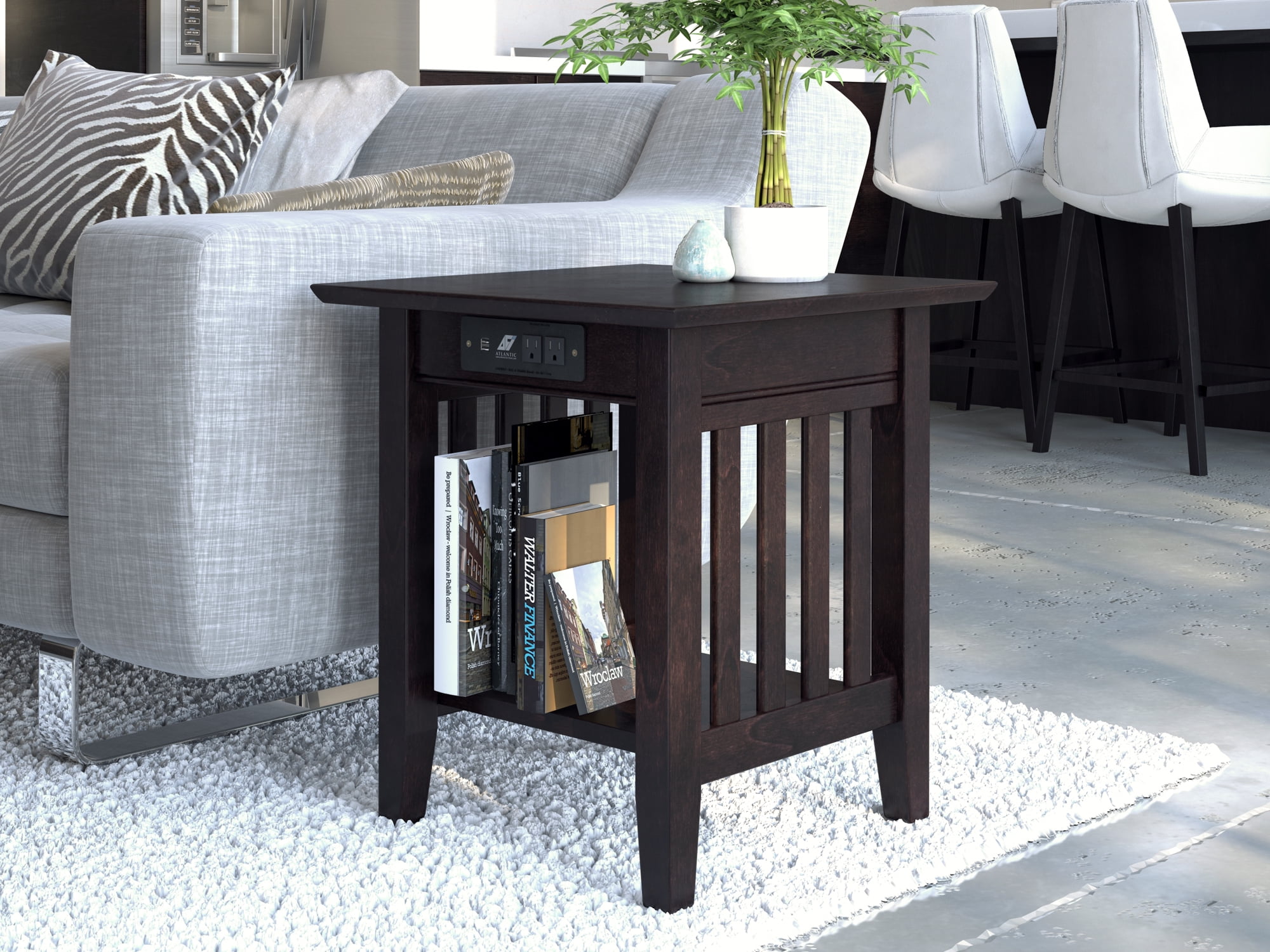AFI Mission End Table with Charging Station, Espresso - Walmart.com