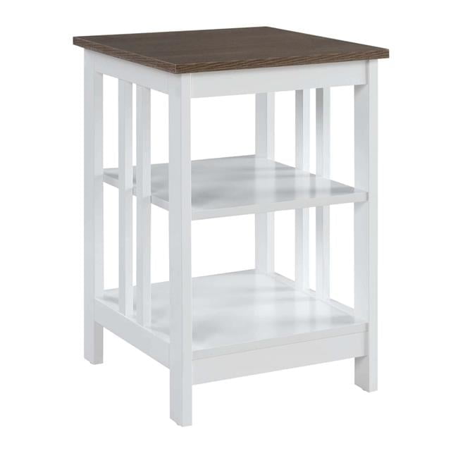 Driftwood & White Mission-Inspired End Table with Shelves