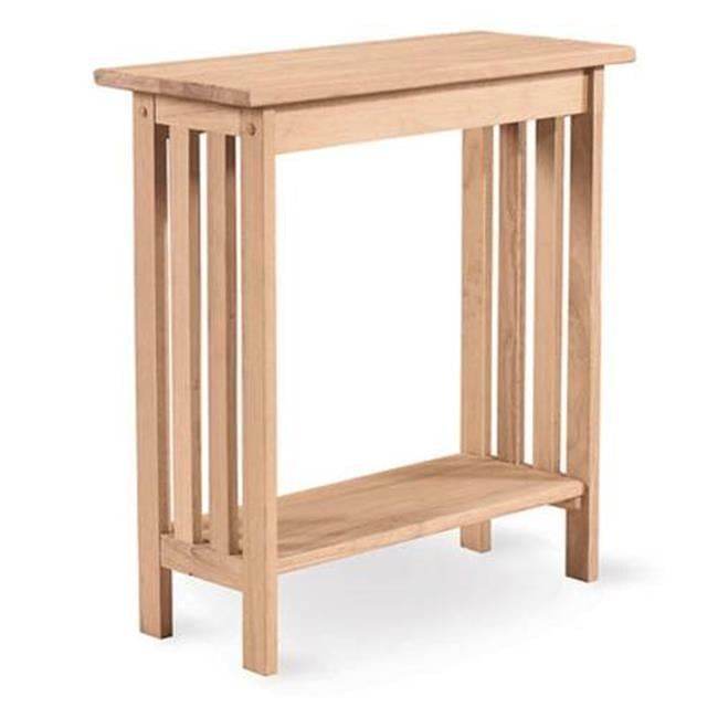 Unfinished Solid Wood Mission Entry Table with Shelf