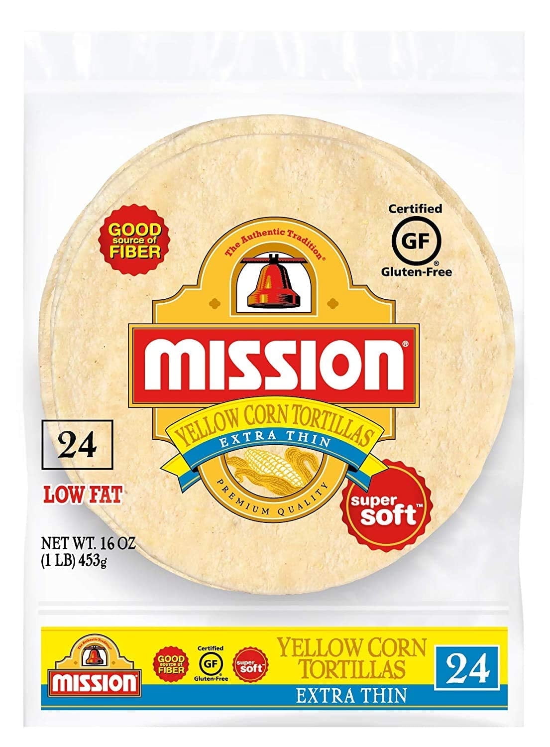 Mission Extra Thin Yellow Corn Tortillas, Gluten Free, Trans Fat Free, Small Soft Taco Size