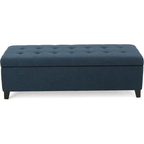 Mission Fabric Storage Ottoman, Dark Blue, 18.75 x 50.50 x 16.00 inches