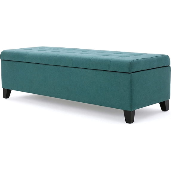 Mission Fabric Storage Ottoman, Dark Teal Dimensions: 19.25”D x 50.75”W x 16.25”H