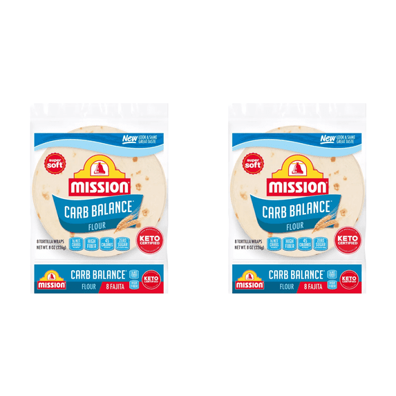 Mission Fajita Size Carb Balance Flour Tortillas 8oz 8ct pack of 2 - Carb Balance Fajita Size Soft Tortillas Healthy Whole Grain