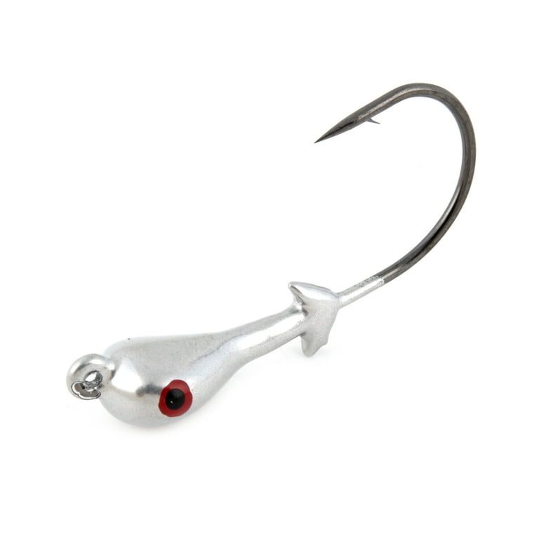 Mission Fishin' Saltwater Double Barbed Jig Head, Silver, 1/4 oz.
