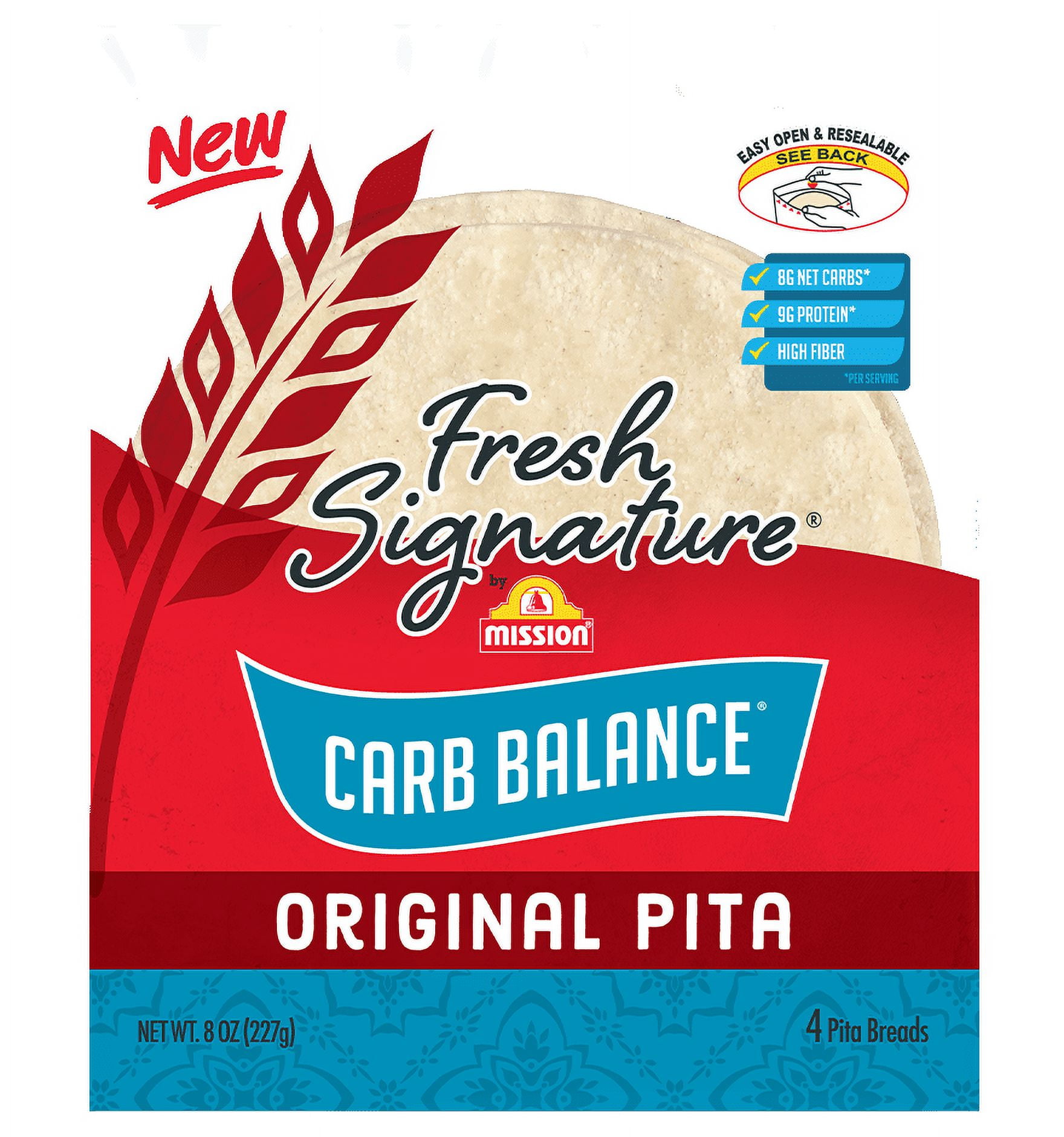 Mission Foods Fresh Signature® Carb Balance® Pita Bread 8 oz 4 Count Low Carb Keto