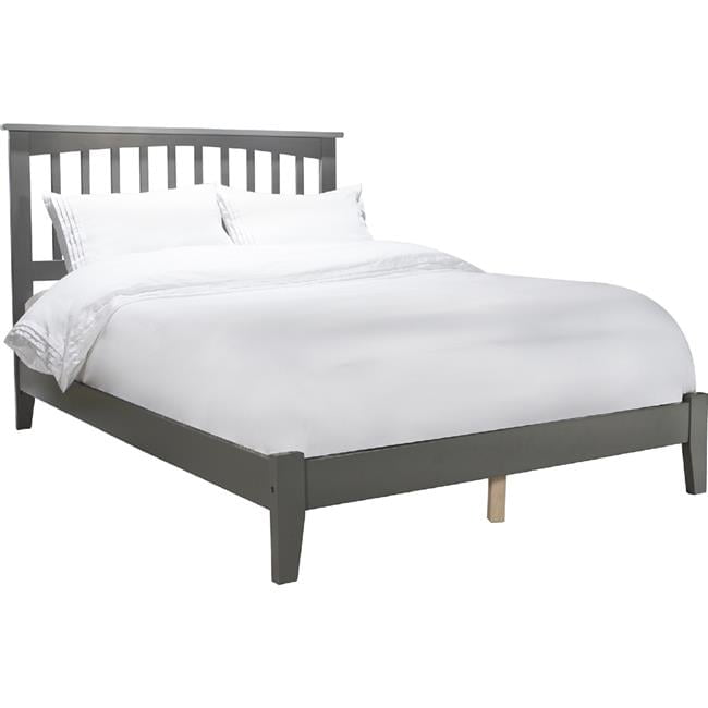 Mission Full Size Gray Wood Bed with Headboard and Slats
