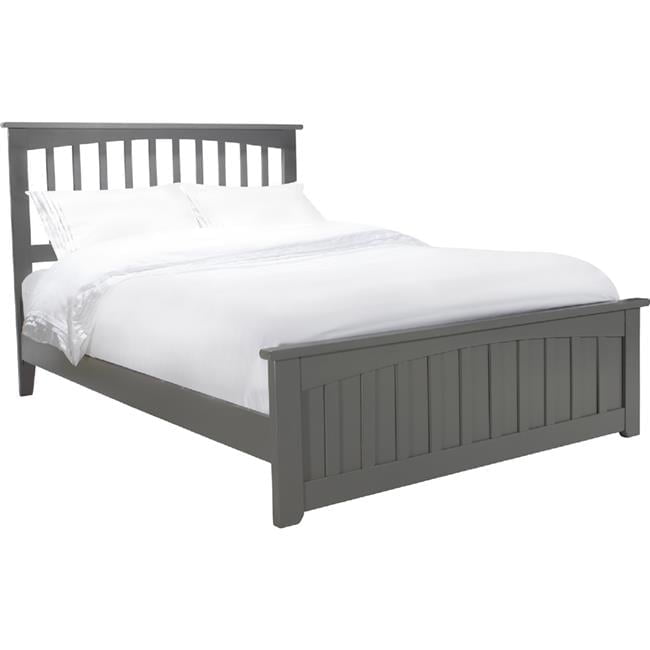 Mission Gray Full Solid Wood Platform Bed with Matching Footboard