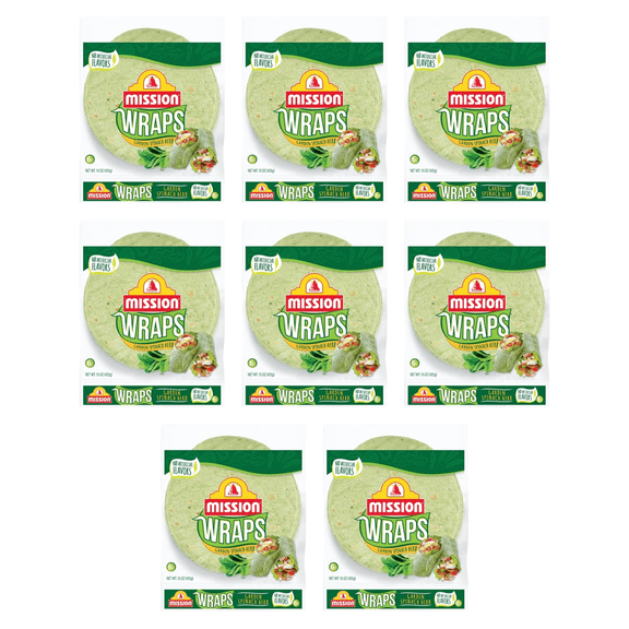 Mission Garden Spinach Herb Wraps, 15 oz, 6 Count (Pack of 8)