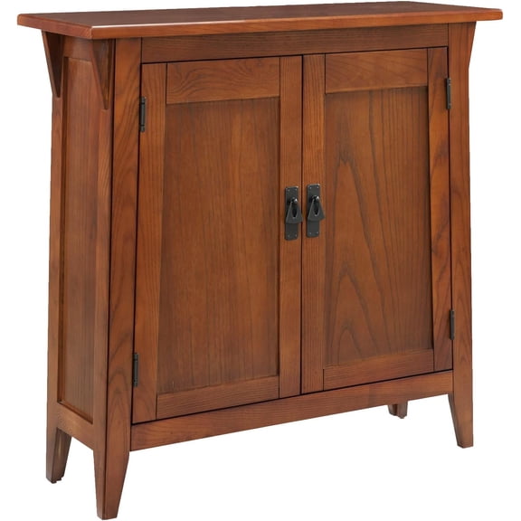 Mission Hall Console Table, Solid Wood, 2-Door Storage with 1 Interior Shelf, Slim Profile, Easy Assembly, Russet Brown, 30 in L x 11 in D x 30 in H, Small Entryway Cabinet, 10001-RS