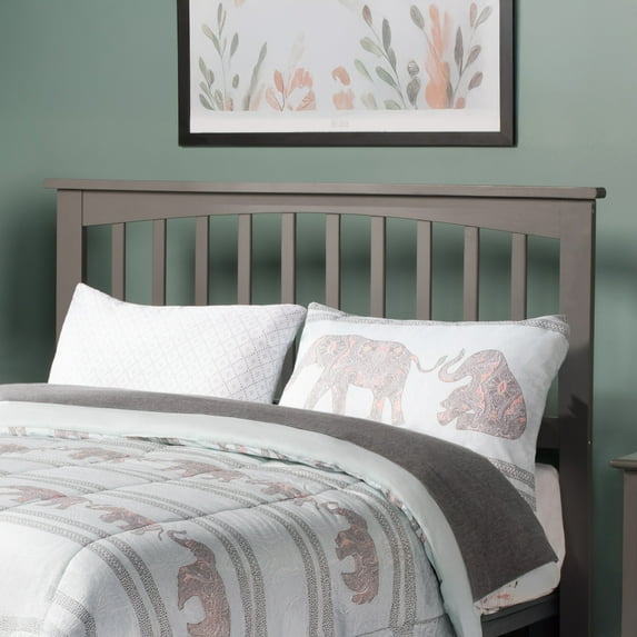 AFI Mission Full Solid Wood Headboard with Attachable Charger, Grey