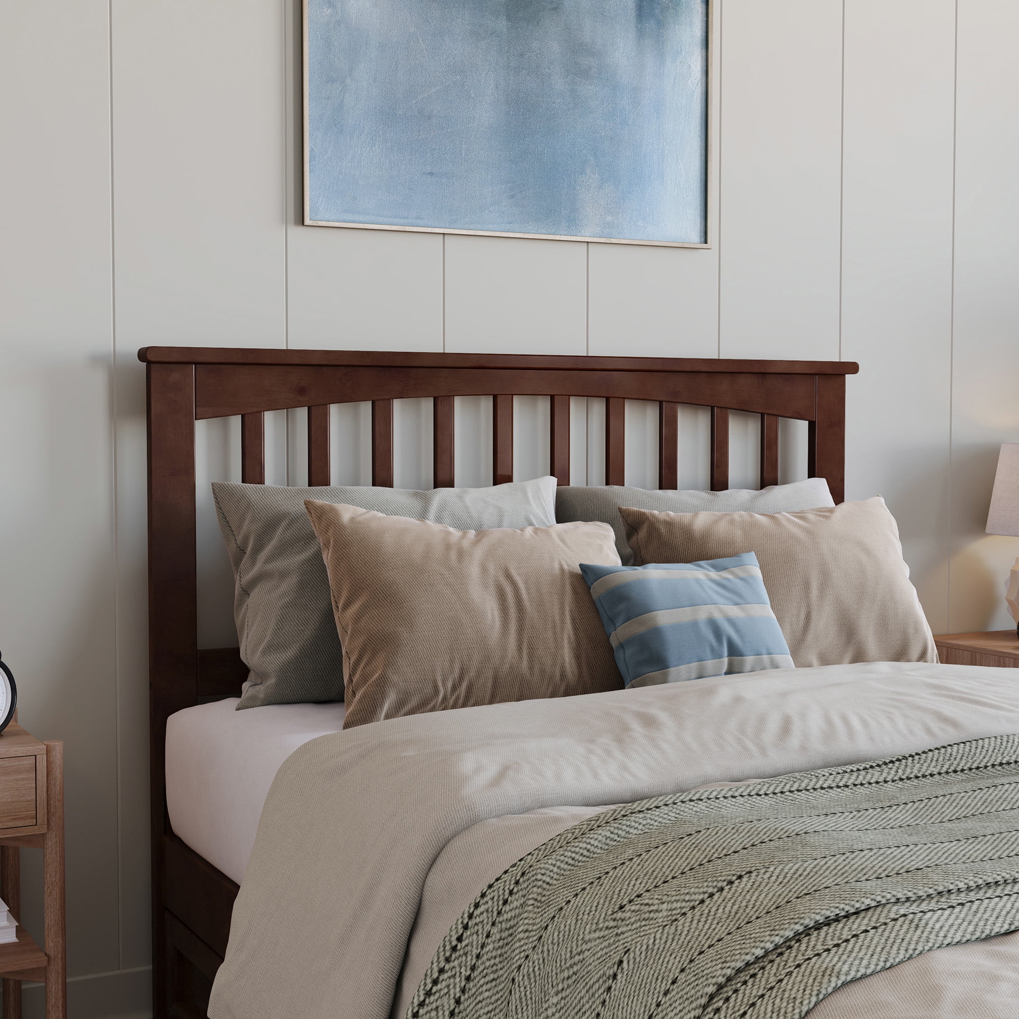 AFI Mission Full Solid Wood Headboard, Walnut