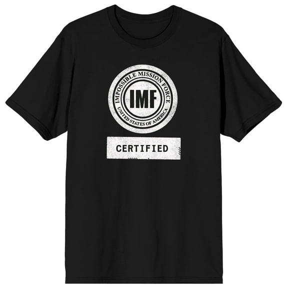 Mission Impossible Dead Reckoning Part 1 IMF Certified Adult Black Crew Neck Short Sleeve T-shirt-Large