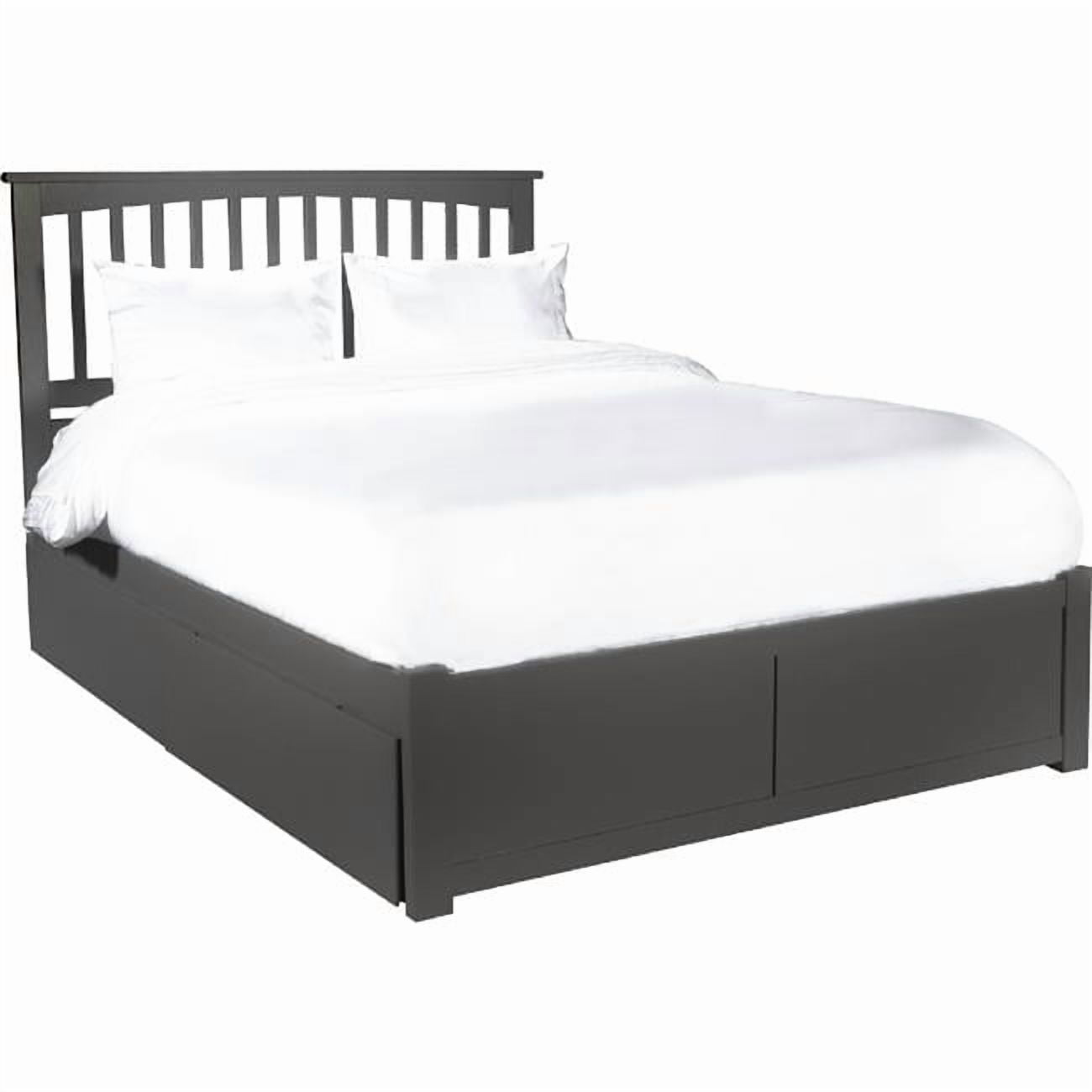 Mission King Platform Bed with Flat Panel Foot Board & 2 Urban Bed Drawers - Grey