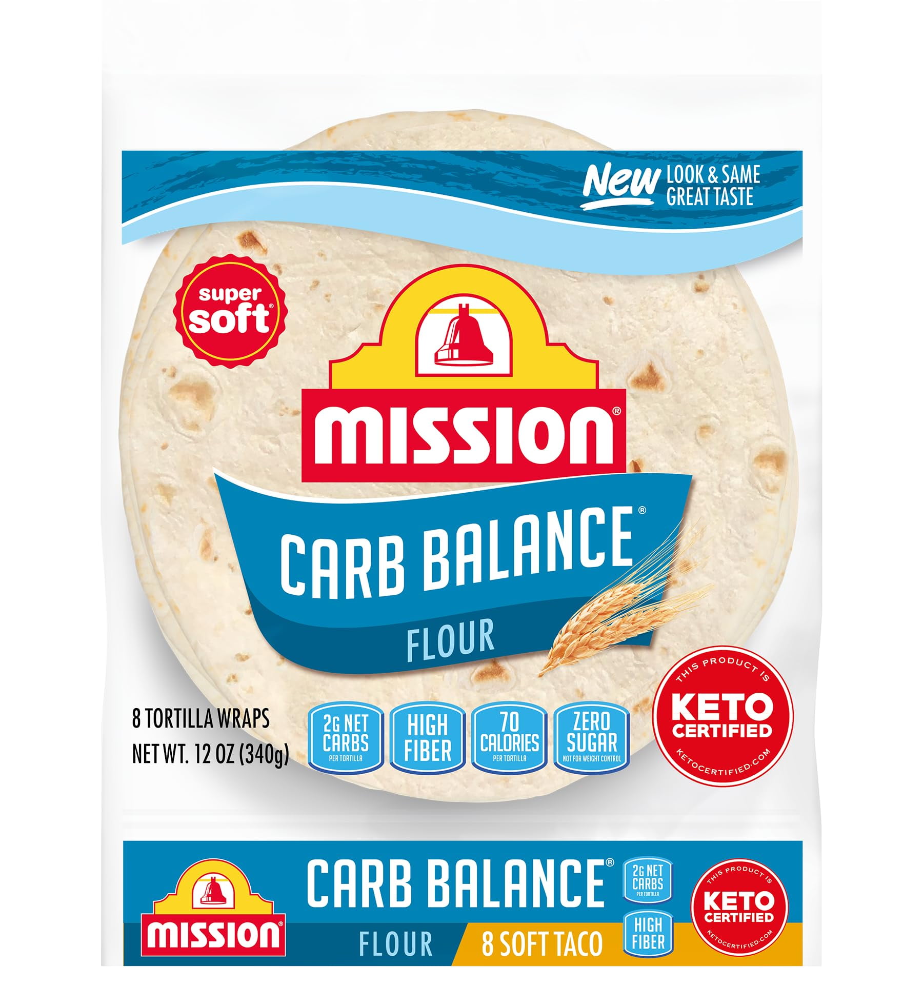 Mission Low Carb Flour Tortilla, Carb Balance Taco, 8 Count - 4 Packs