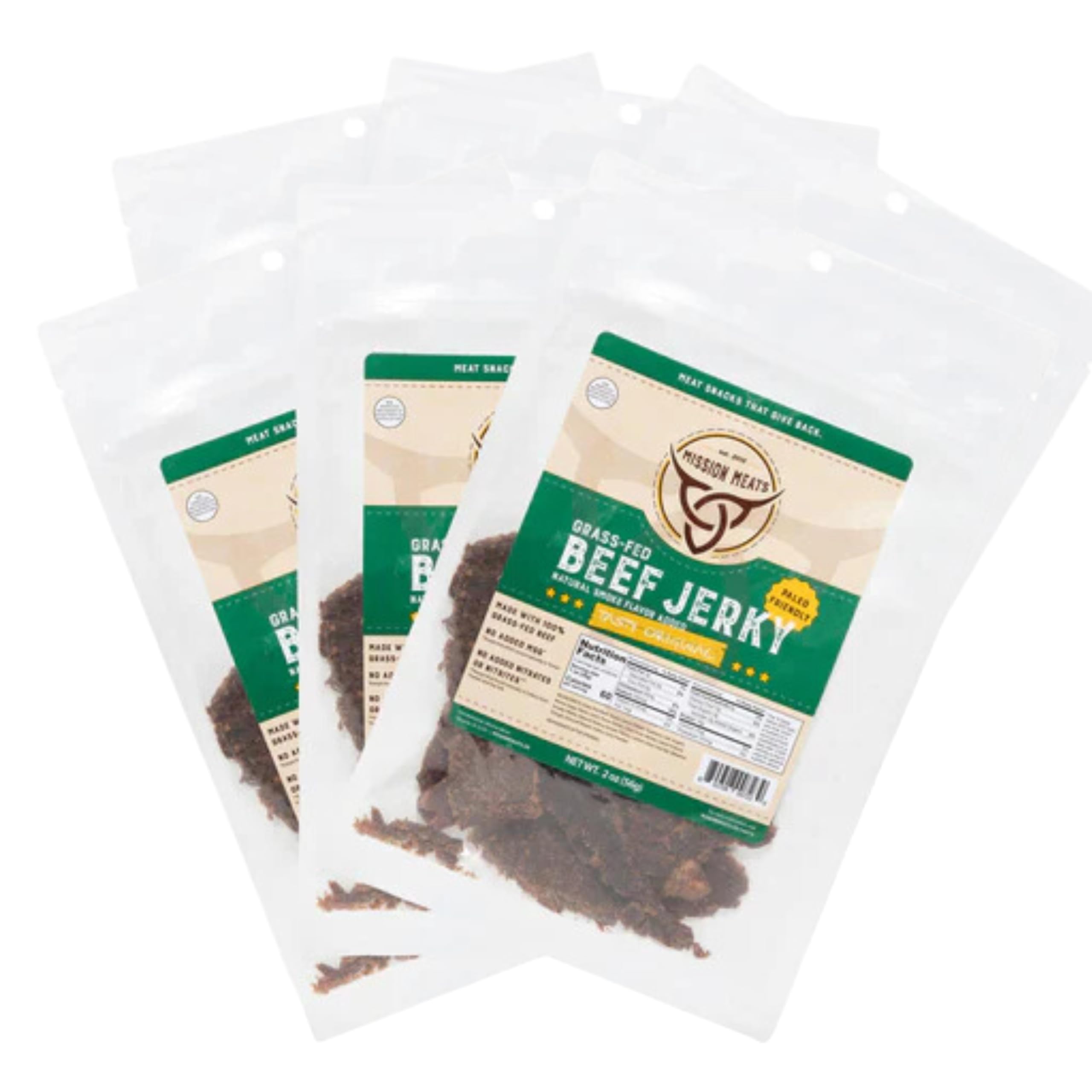 Mission Meats Grass Fed AIF4 Beef Jerky (Original) Delicious Nitrate Free Jerky, Paleo & Keto
