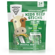 Mission Meats Kids Beef Sticks – 100% Grass Fed & Pasture Raised, Healthy Snacks for Kids and Toddlers, Gluten & Nut Free, Non-GMO, 0.5oz, 24 Count (Pack of 1)