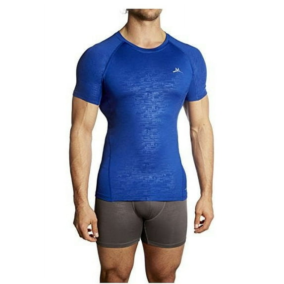 Mission Men's VaporActive Compression Shirt, Royal Blue, Small