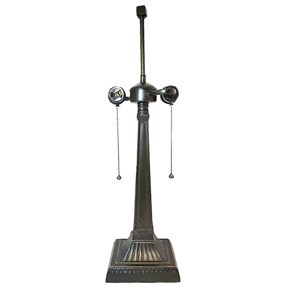Mission Metal Lamp Base, Dark Bronze Finish with Gold Highlights, Nicely Weighted, 21.25" Tall