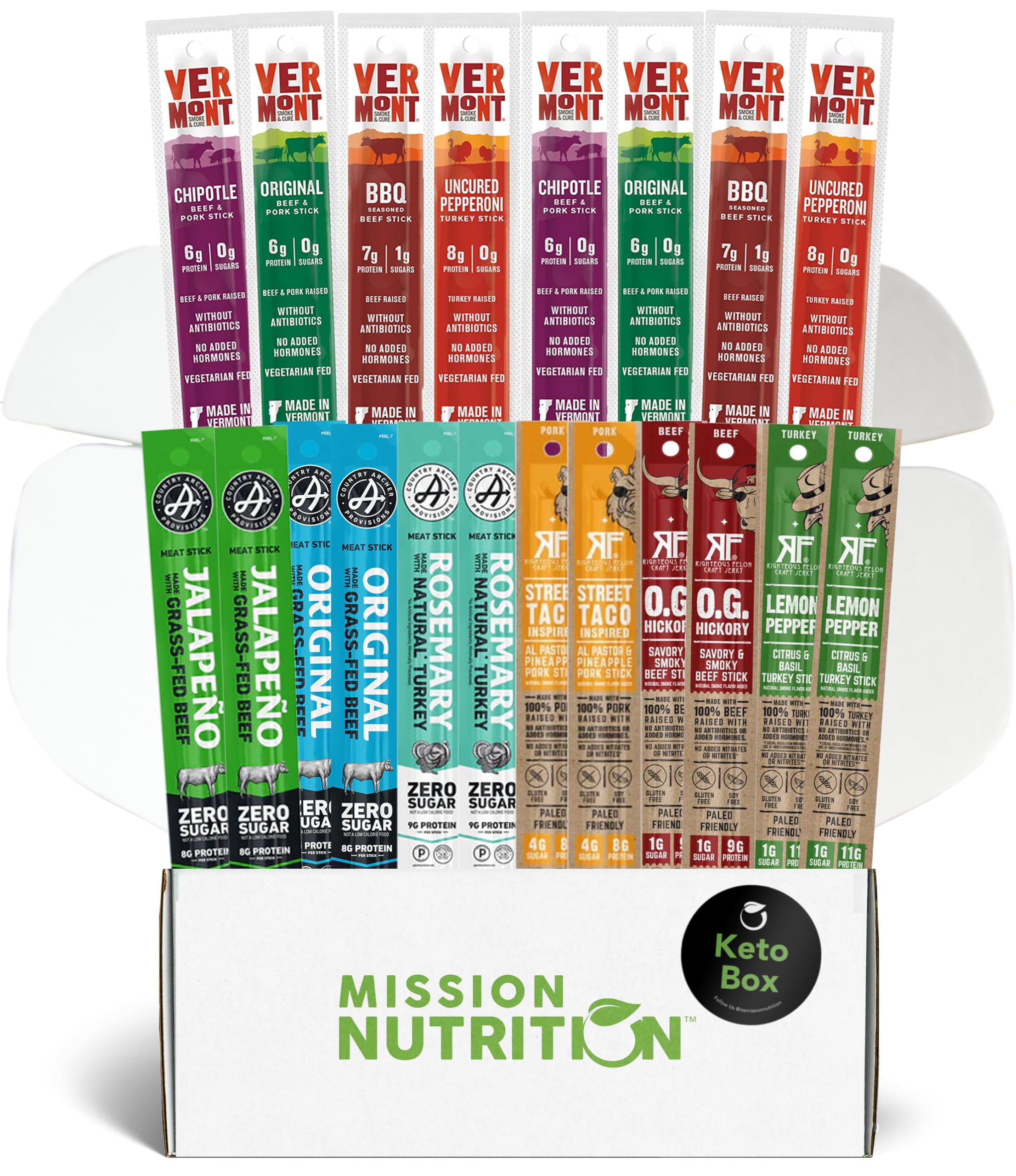 Mission Nutrition Snack Box HHA1 20 Pack Variety of Meat Sticks