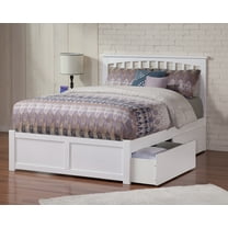 Mission Platform Bed with Flat Panel Foot Board and 2 Urban Bed Drawers in, Multiple Colors and Sizes