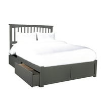 Mission Platform Bed with Flat Panel Foot Board and 2 Urban Bed Drawers in, Multiple Colors and Sizes
